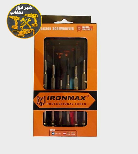 پیچ گوشتی ساعتی فلزی IRONMAX (آیرون مکس) مدل IM_S102 مجموعه ۶عددی